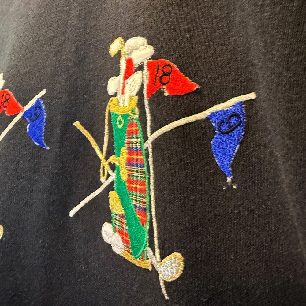 Fruit of the Loom VTG Black Golf Club Embroidery Crewneck Sweatshirt Mens Medium - Picture 4 of 8